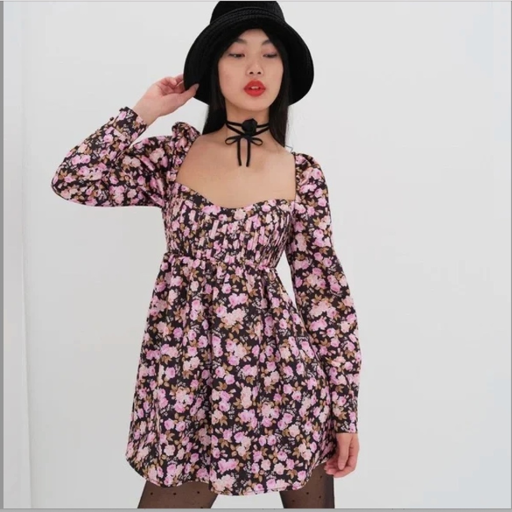 $249 FOR LOVE & LEMONS "Kate" Floral Print L/S Mini Dress NWT/sz S